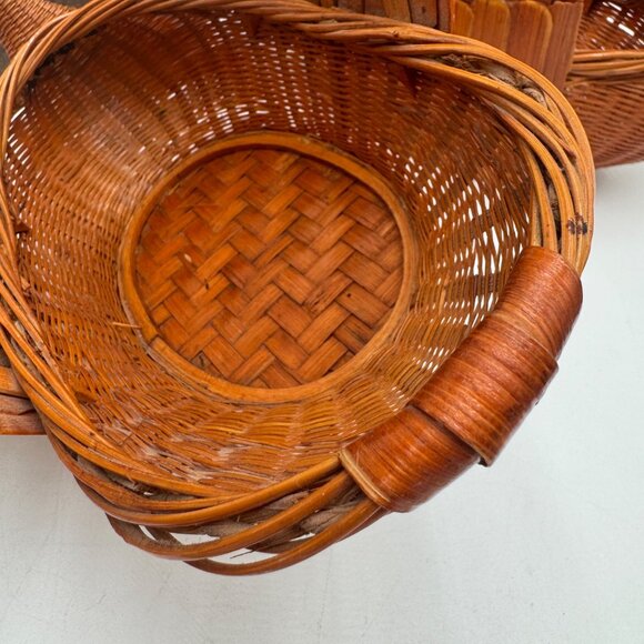 Goose or Swan Duck Nesting Baskets 1970s Mid Century Woven Wicker Rattan & Bambo - Picture 6 of 15